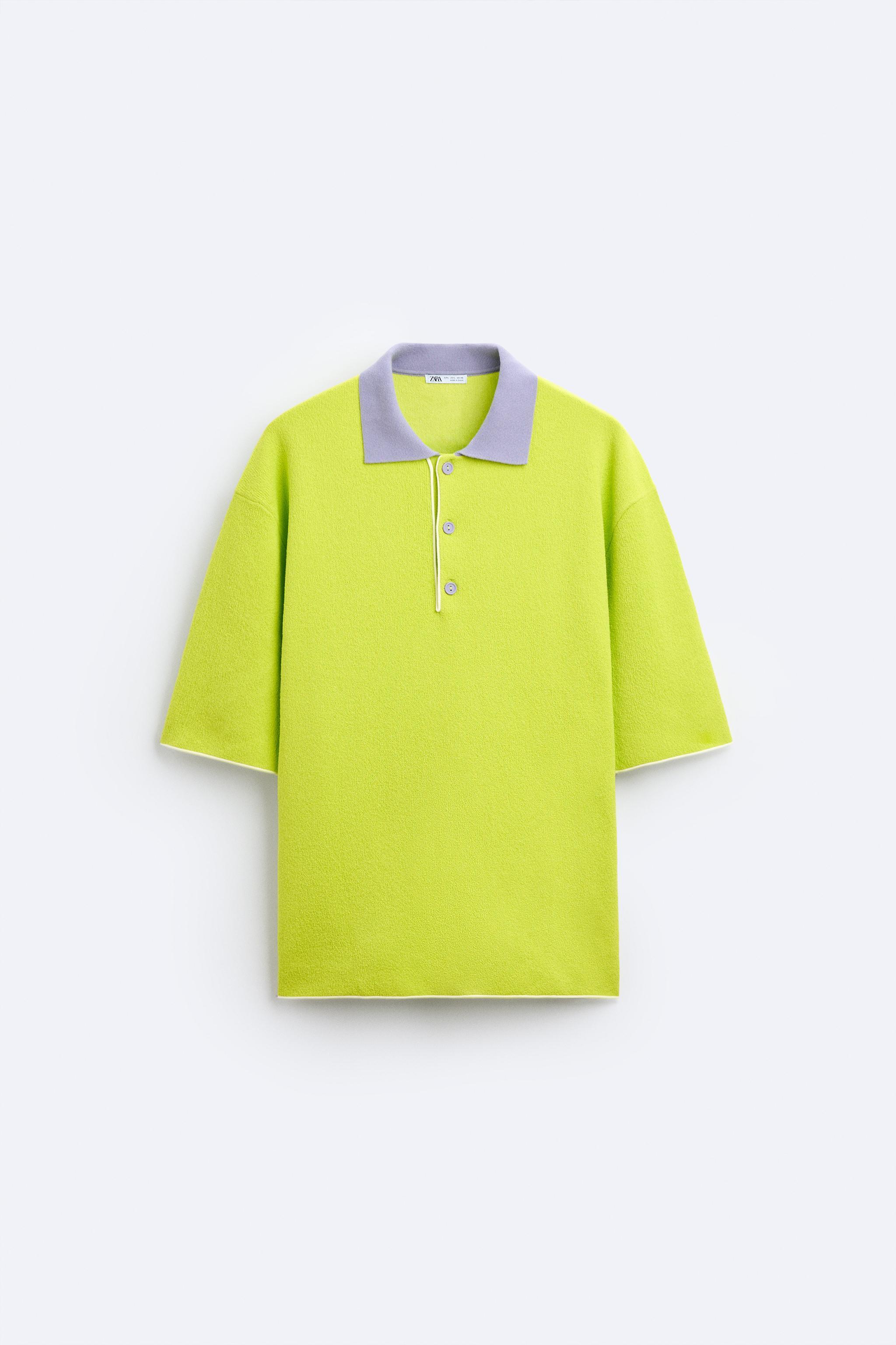 CONTRAST COLLAR OVERSIZED POLO SHIRT Product Image