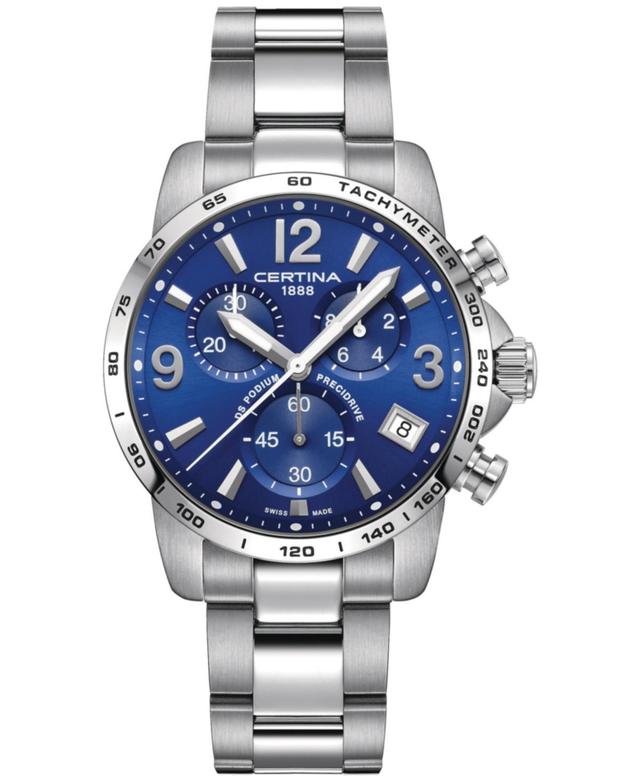 Certina Mens Swiss Chronograph Ds Podium Stainless Steel Bracelet Watch 41mm - Blue Product Image