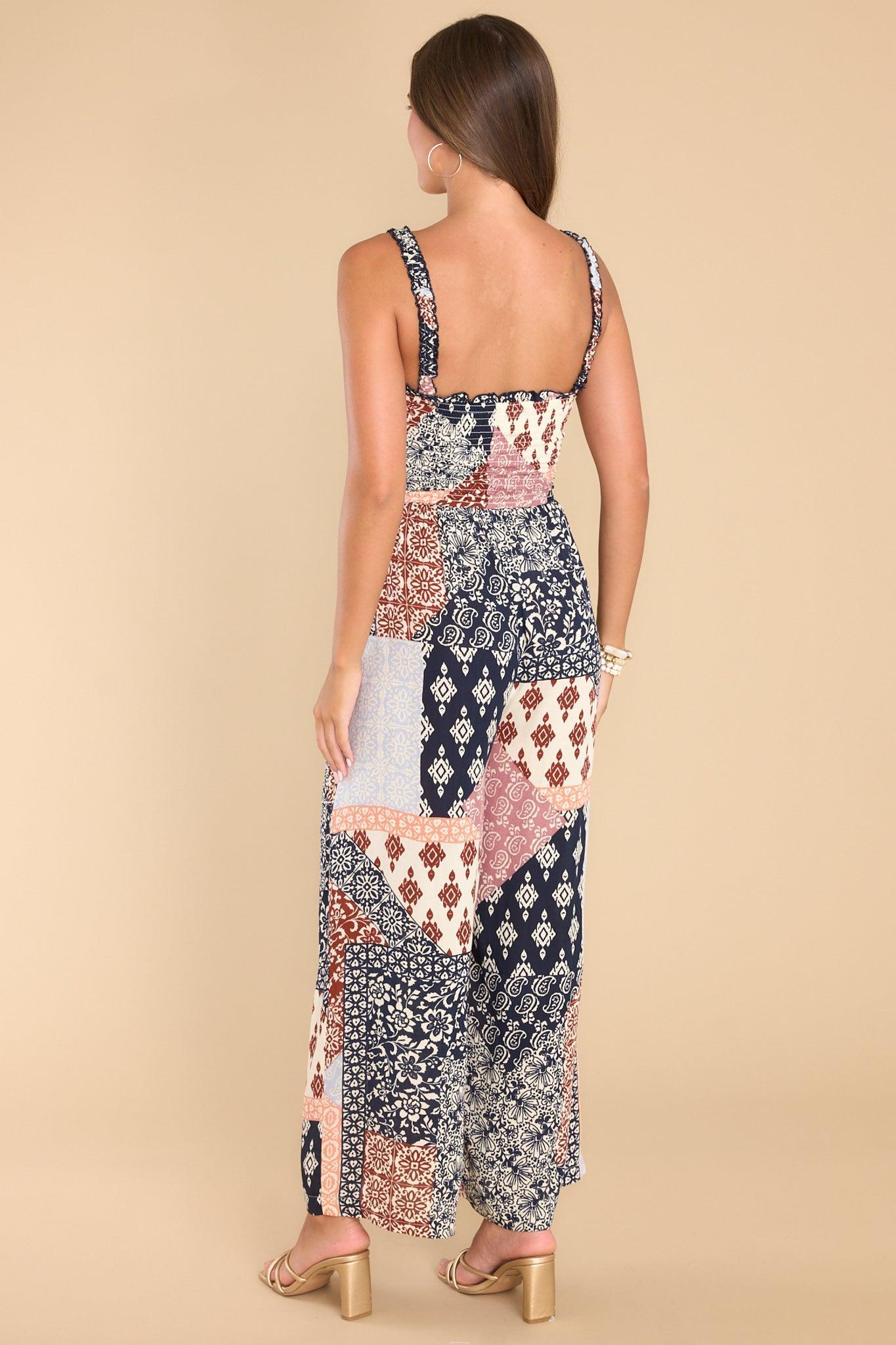 Long Weekends Rust Patchwork Jumpsuit Print Product Image