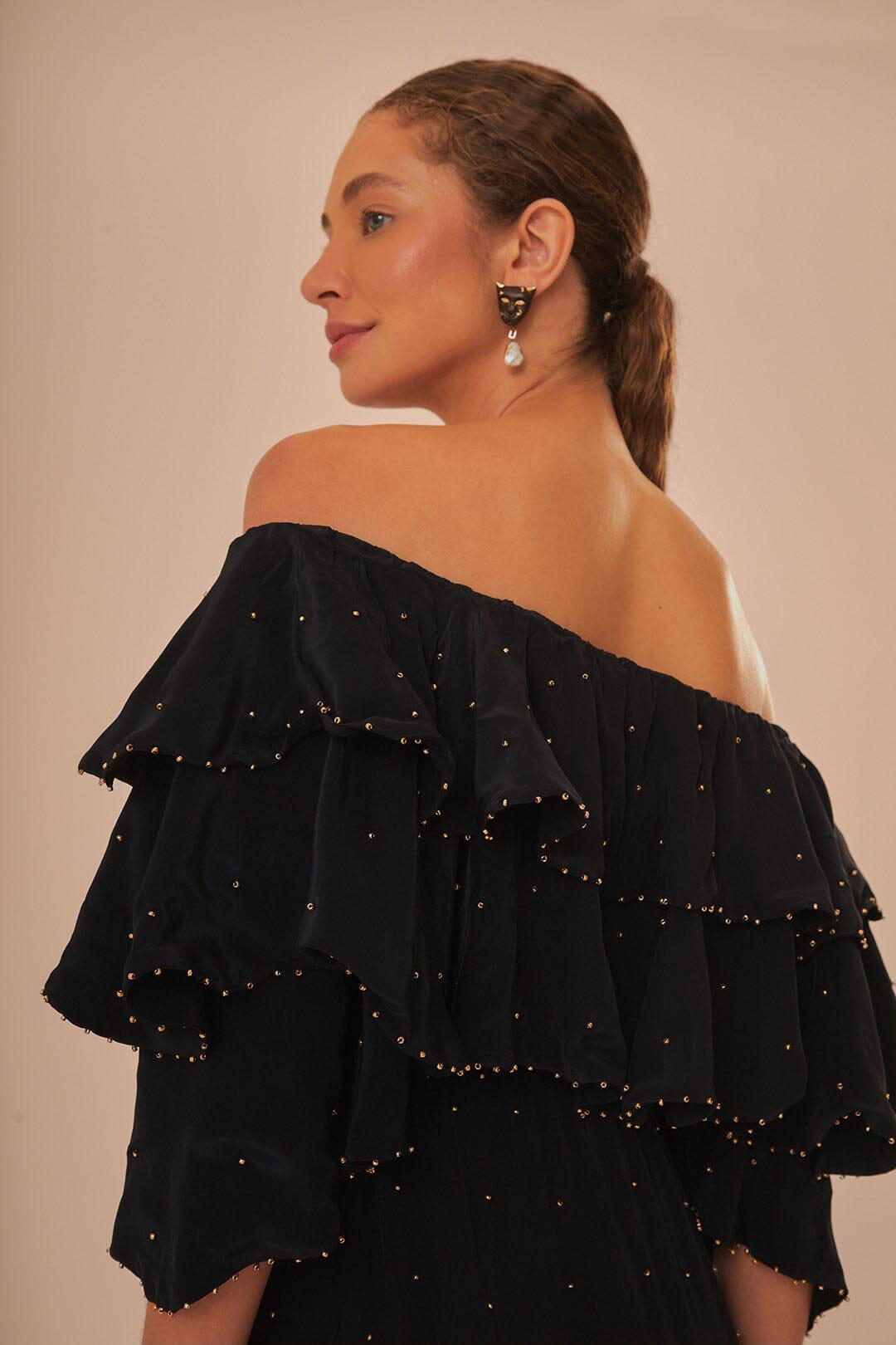 Black Off-Shoulder Maxi Dress Product Image