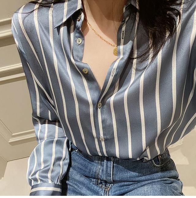 Long-Sleeve Striped Shirt Product Image