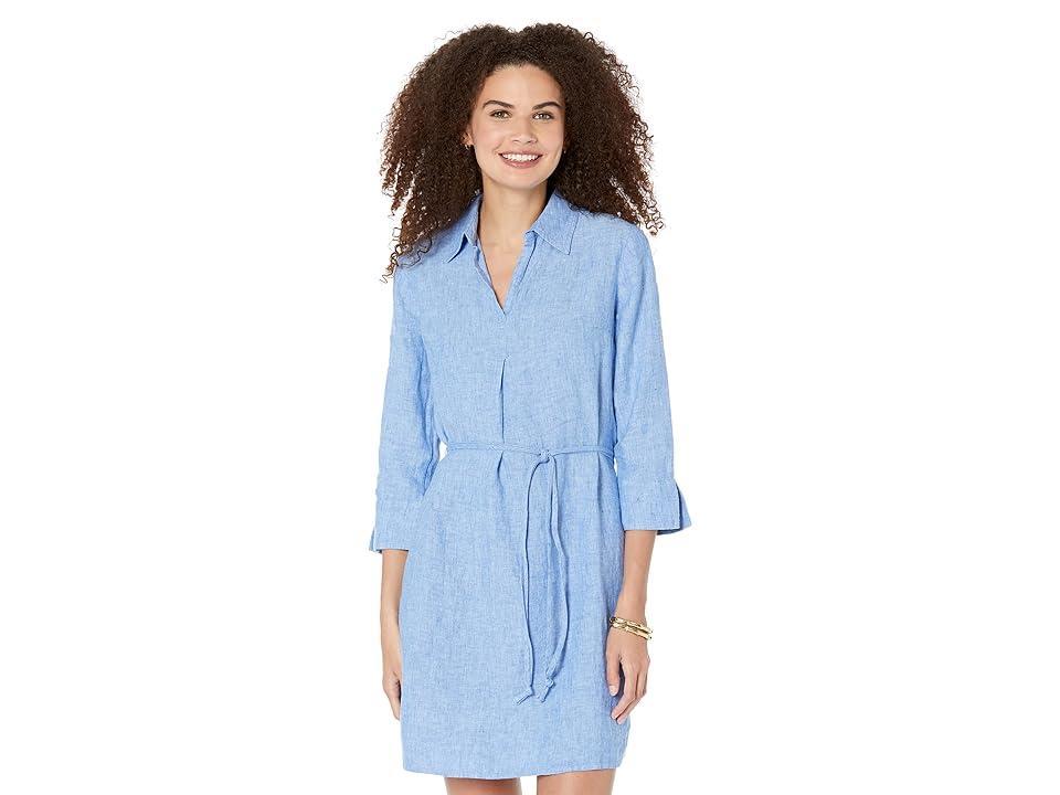 Lilly Pulitzer Pilar Tunic Linen Dress (Beckon /Sea Salt ) Women's Clothing Product Image