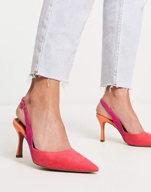 ASOS DESIGN Samber slingback stiletto heels in multi Product Image