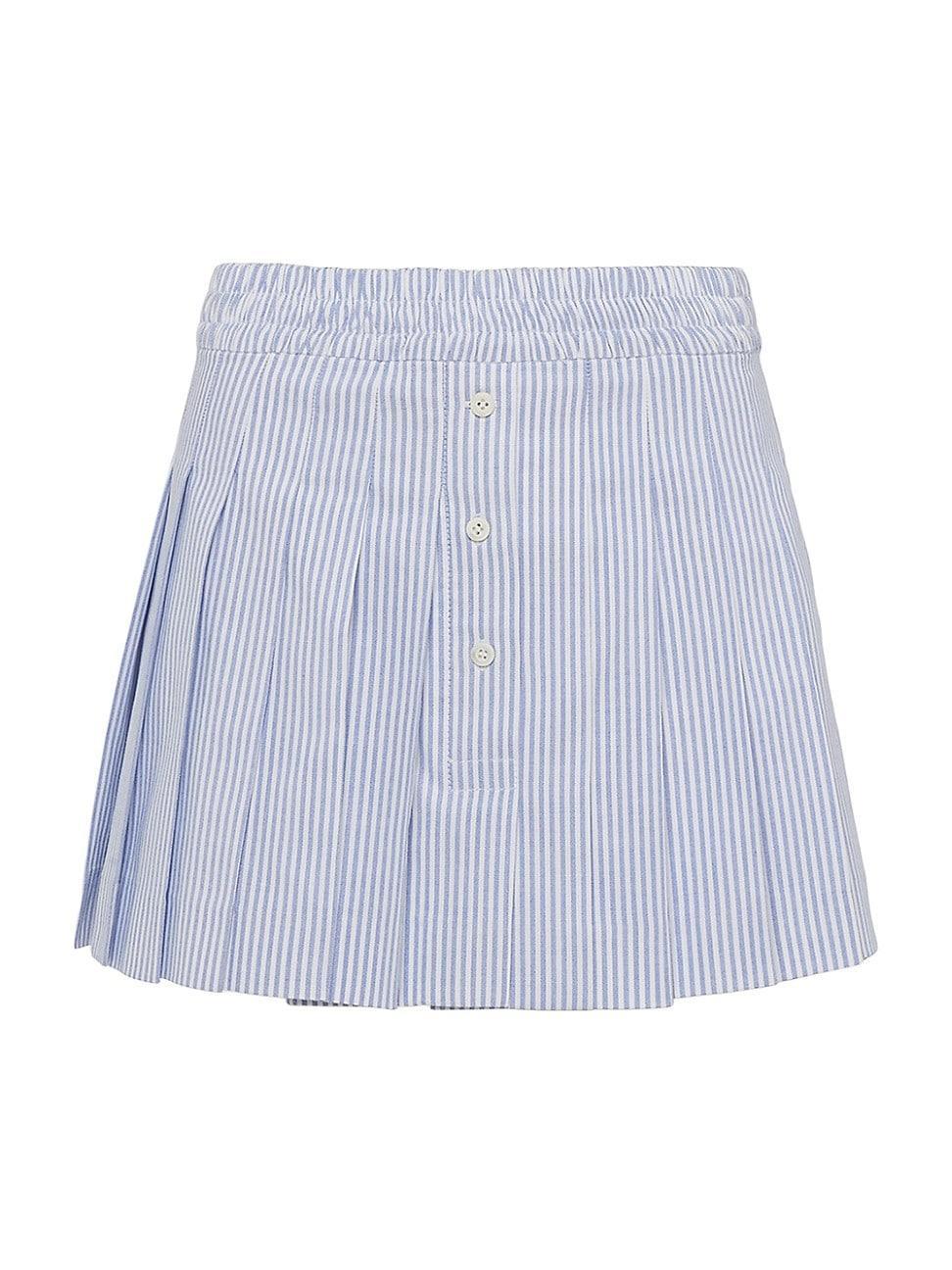 Womens Oxford Cotton Pleated Miniskirt - White - Size 6 - White - Size 6 Product Image