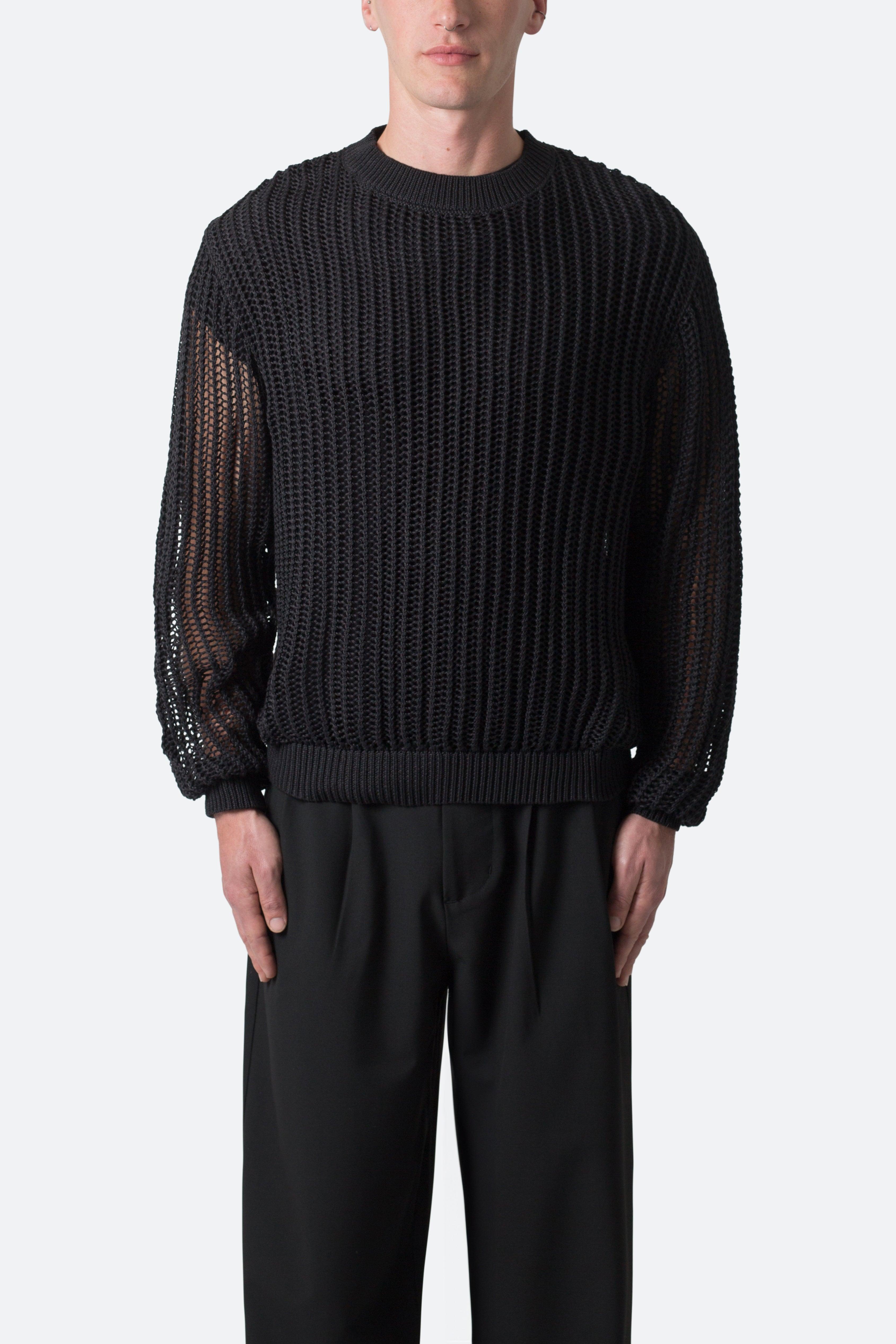 Mesh Knit Sweater - Black Product Image