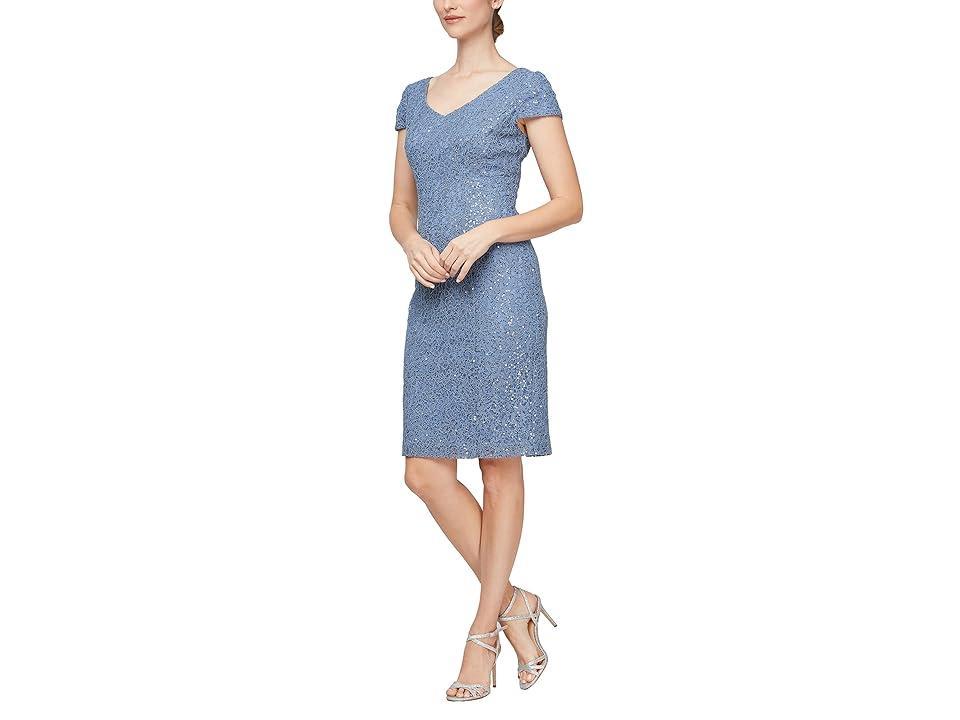 Alex Evenings Short Corded Sheath Dress (Wedgewood) Women's Dress Product Image