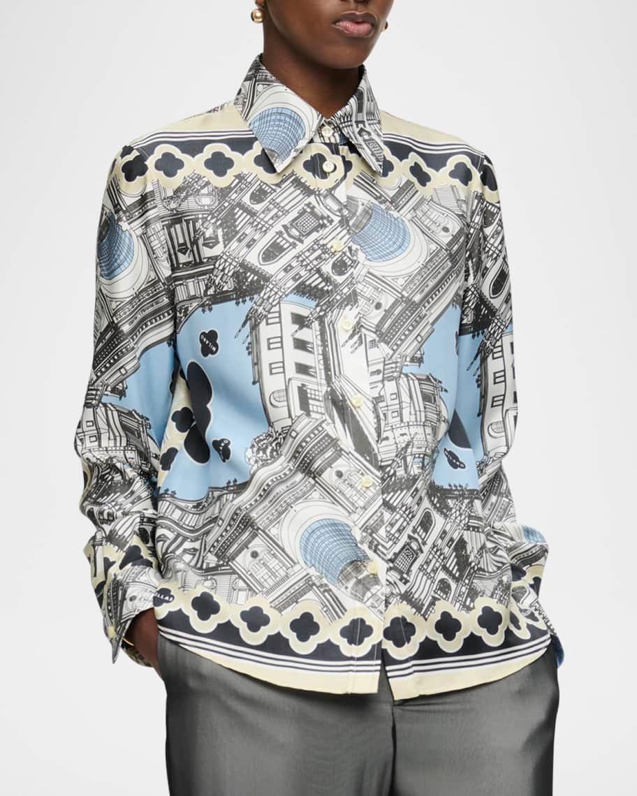 Brooks Scarf-Print Silk Twill Shirt Product Image