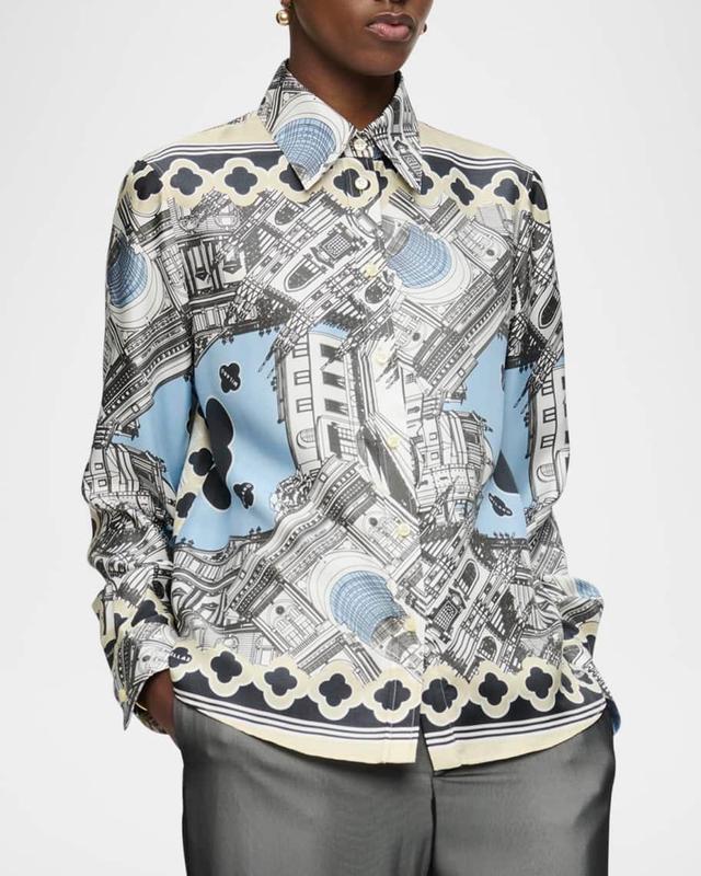 Brooks Scarf-Print Silk Twill Shirt Product Image