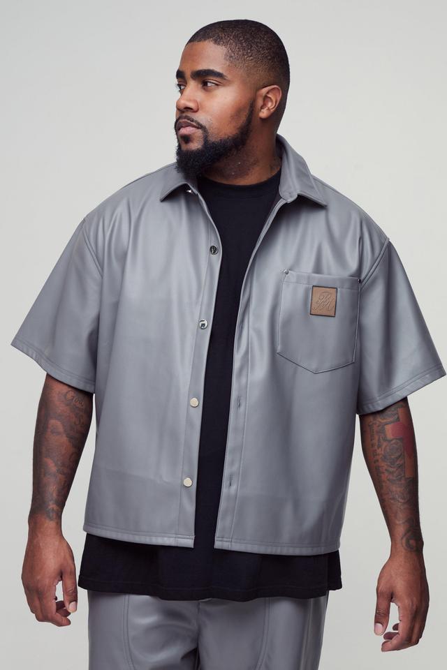 Plus Oversized PU Pocket Detail Shirt | boohooMAN USA Product Image