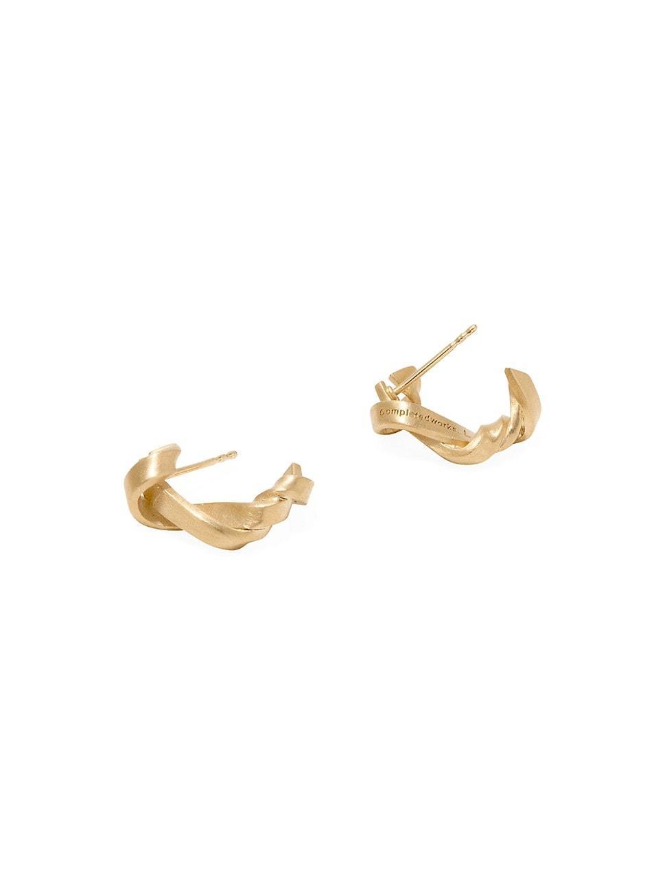 Womens Braid 14K Gold-Plate Hoop Earrings Product Image