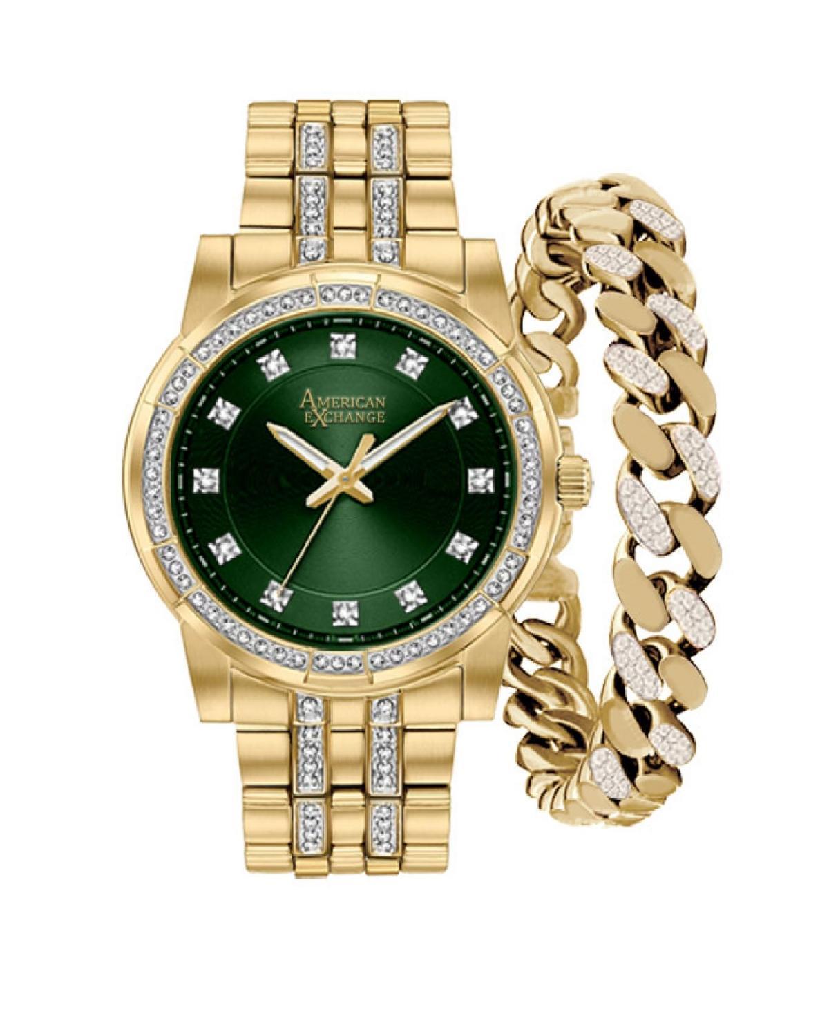 American Exchange Mens Crystal Bracelet Watch 46mm Gift Set Product Image