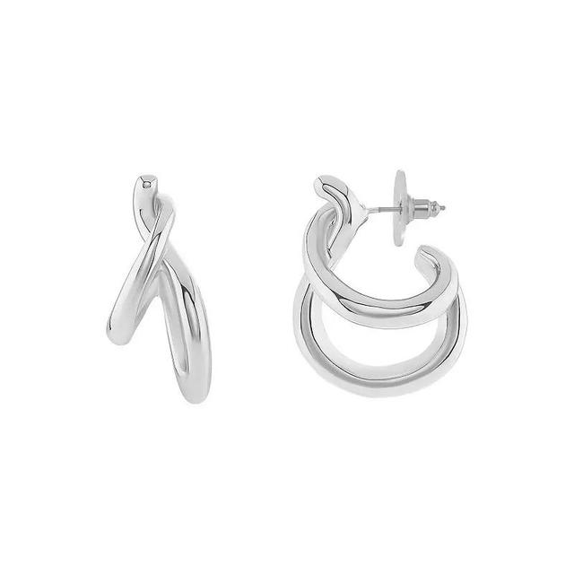 Emberly Polished Double C-Hoop Earrings, Womens, Gray Product Image