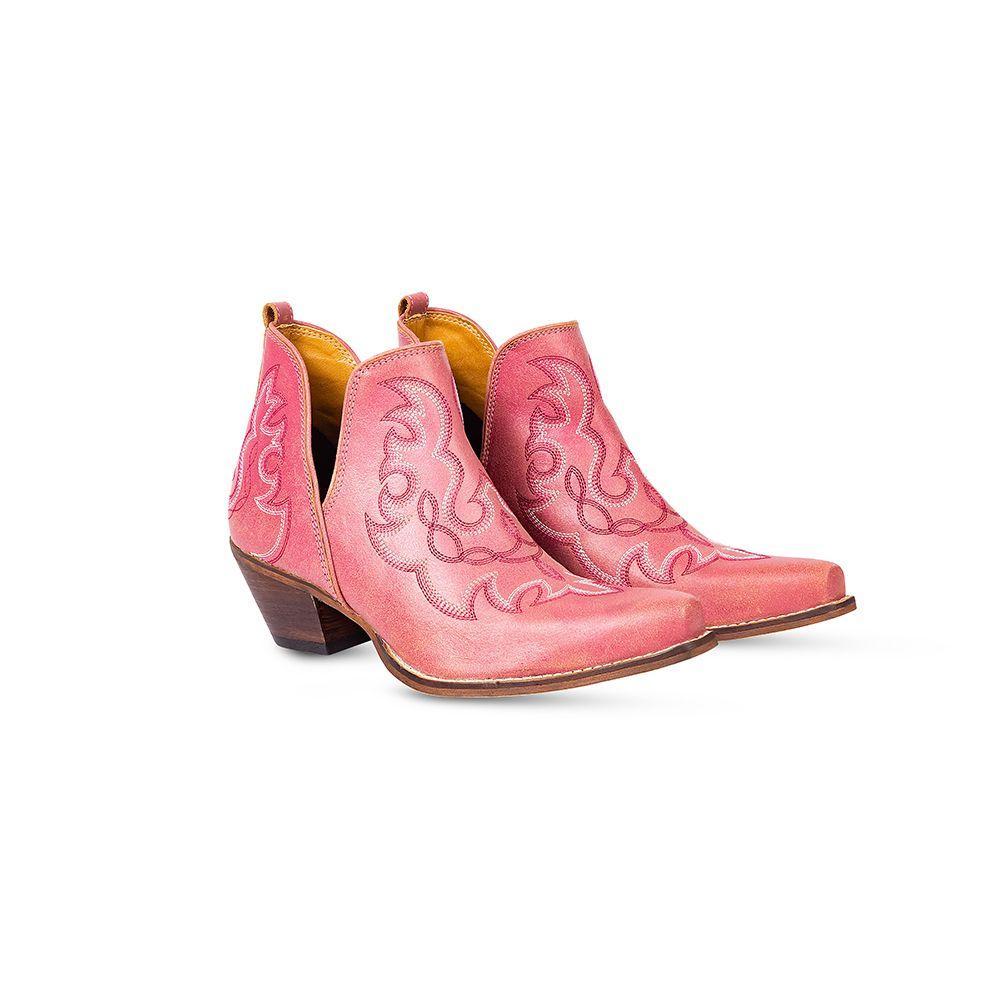 Myra Pink Maisie Leather Stitched Booties Product Image