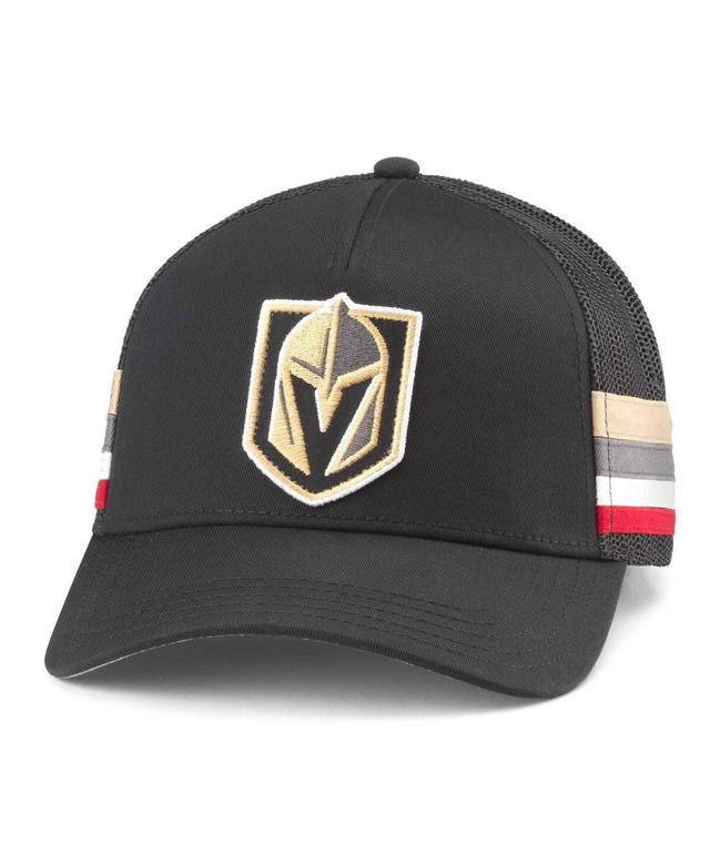 Mens American Needle Black Vegas Golden Knights HotFoot Stripes Trucker Adjustable Hat Product Image