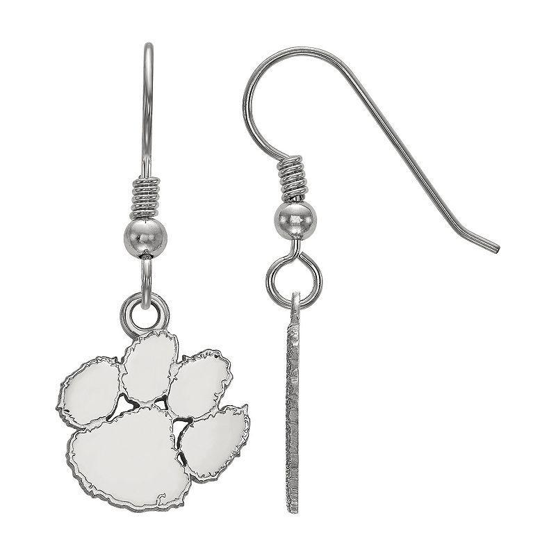 LogoArt Sterling Silver Rhodium Plated Clemson Tigers Small Dangle Earrings, Womens Product Image