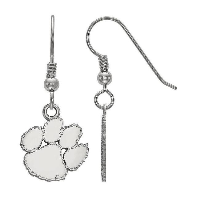 LogoArt Sterling Silver Rhodium Plated Clemson Tigers Small Dangle Earrings, Womens Product Image