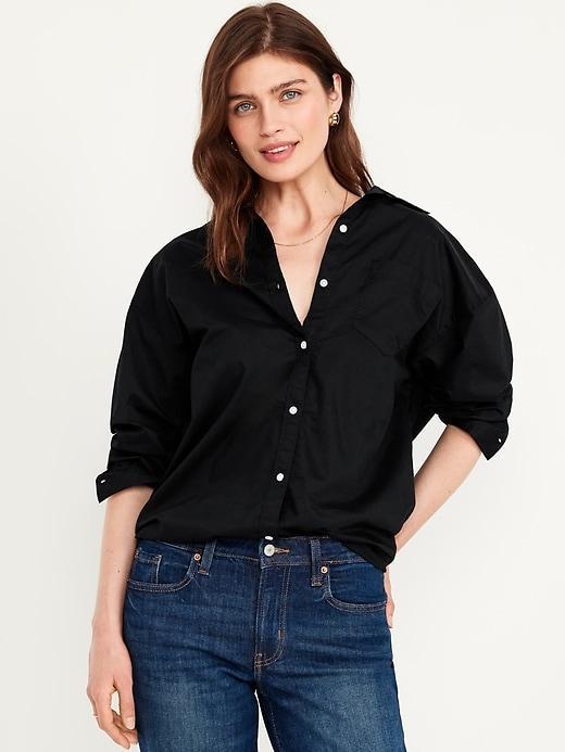 Oversized Button-Down Boyfriend Shirt Product Image