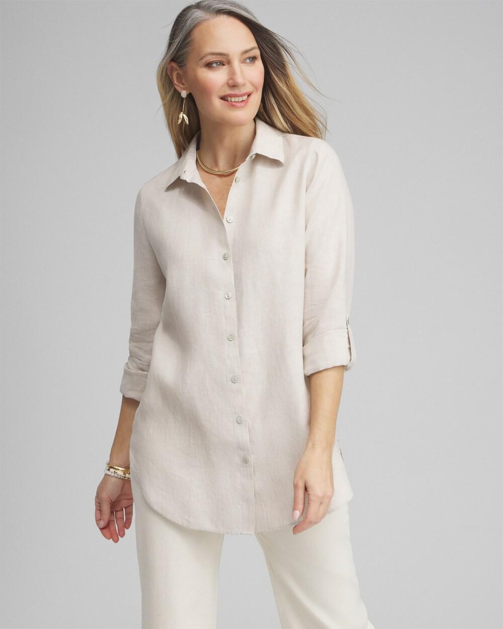 Chico's Women's No Iron Linen Tunic Top Product Image