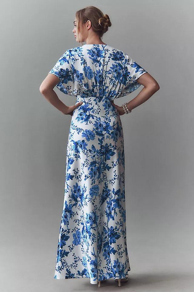 BHLDN Leila Deep-V Flutter-Sleeve Satin A-Line Gown Product Image