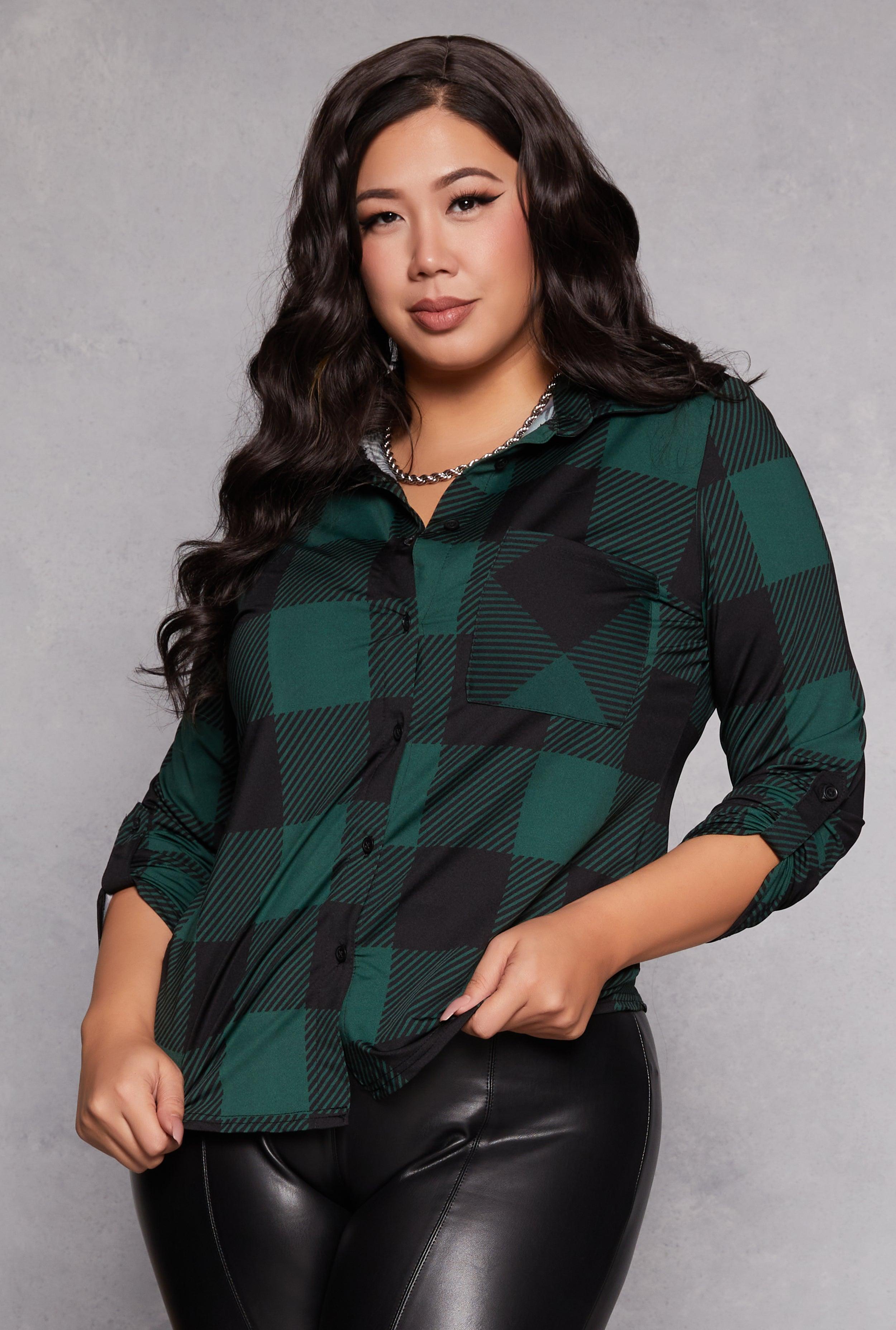 Womens Plus Size Buffalo Plaid Shirt Product Image