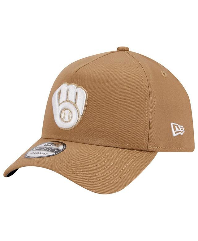 Mens New Era Khaki Milwaukee Brewers A-Frame 9FORTY Adjustable Hat Product Image