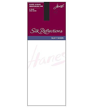 Hanes 2-pk. Silk Reflections Knee-High Sheer Toe Pantyhose 725, Womens, Soft Brown Product Image