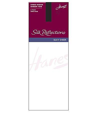 Hanes 2-pk. Silk Reflections Knee-High Sheer Toe Pantyhose 725, Womens Product Image