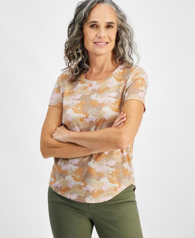 Style & Co Womens Printed Crewneck Short-Sleeve Tee, Created for Macys Product Image