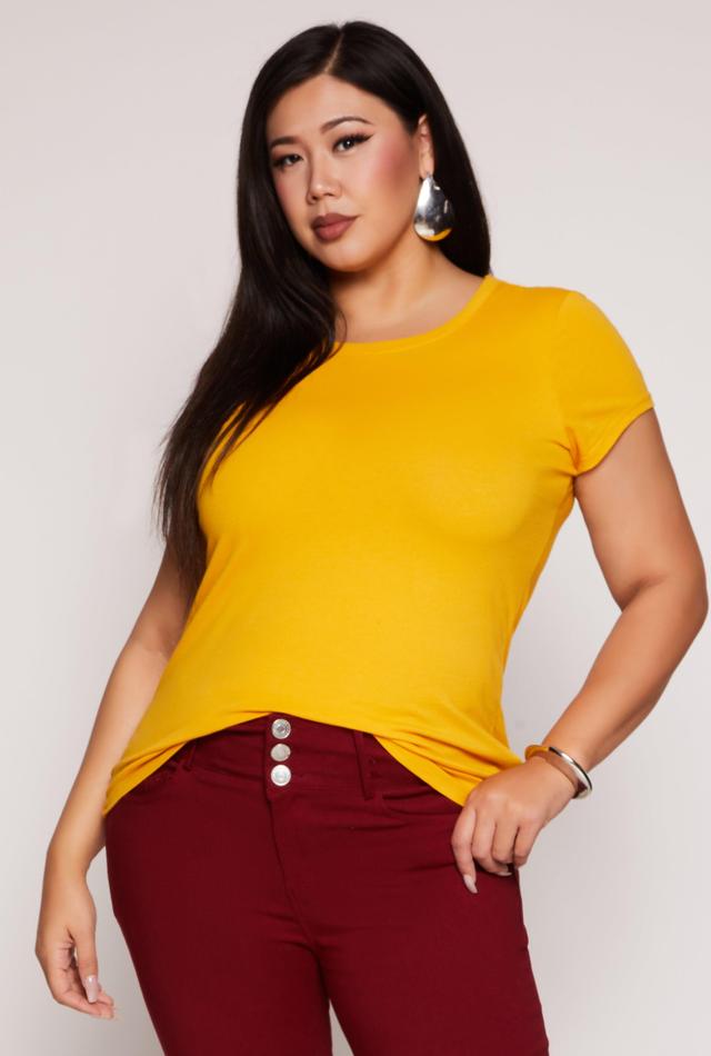 Womens Plus Size Basic Short Sleeve Crew Neck Tee Product Image