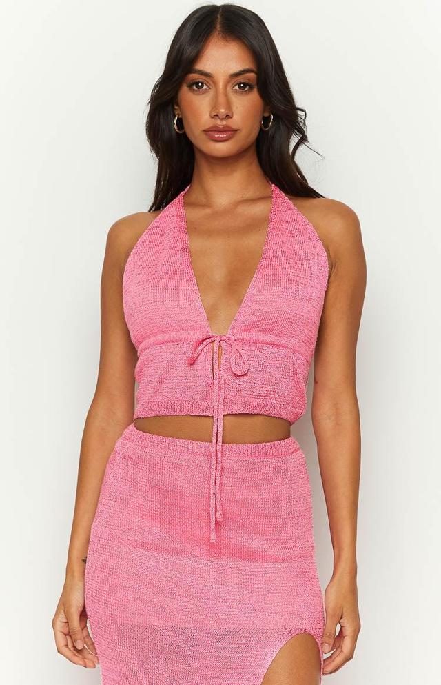 Otto Pink Knit Crop Top Product Image