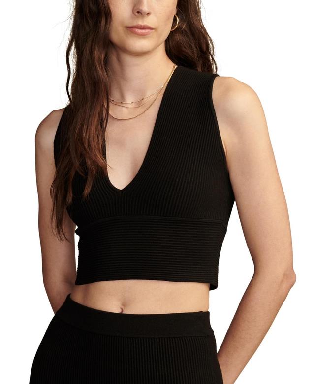 Lucky Brand Womens Rib-Knit V-Neck Cropped Tank Product Image