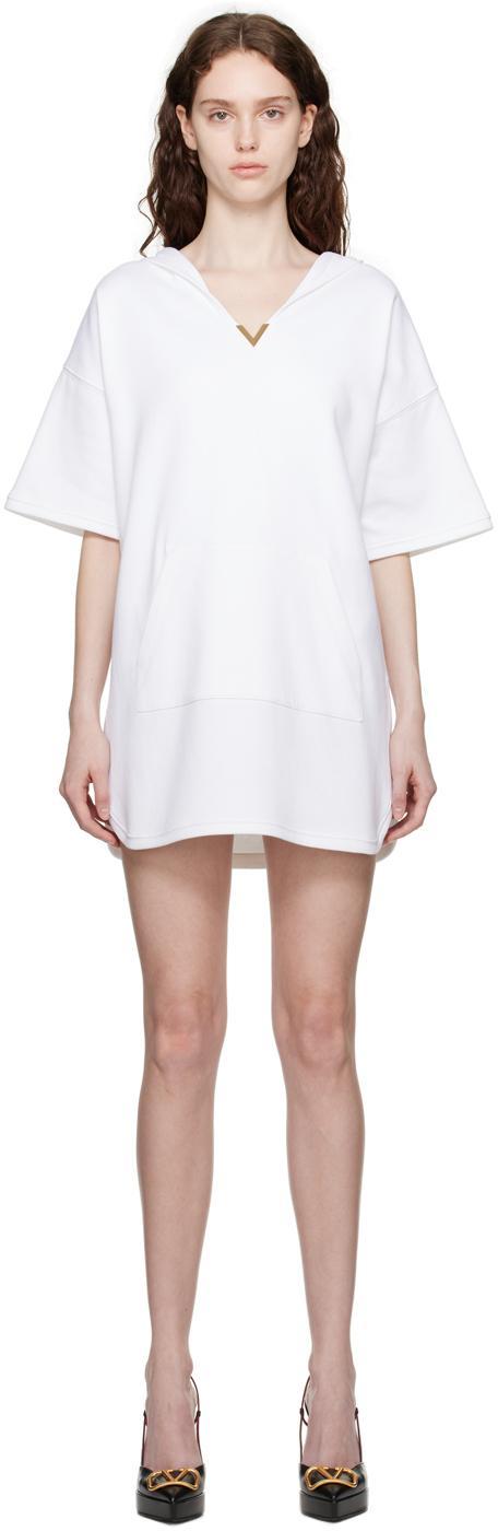 White Hooded Minidress In 0bo Bianco Product Image