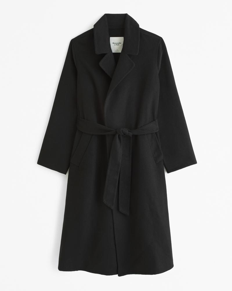 Double-Cloth Belted Wool-Blend Coat Product Image