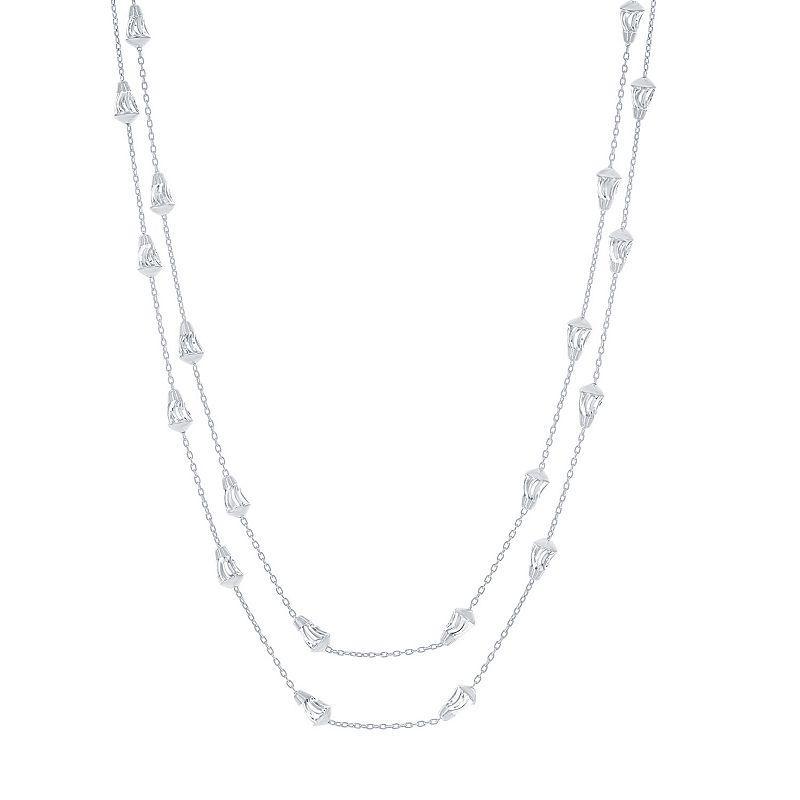 Textured Bead Chain Layered Necklace, Womens White Product Image