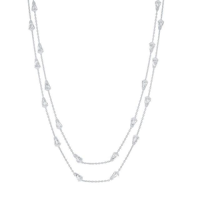 Textured Bead Chain Layered Necklace, Womens Sterling Silver Product Image