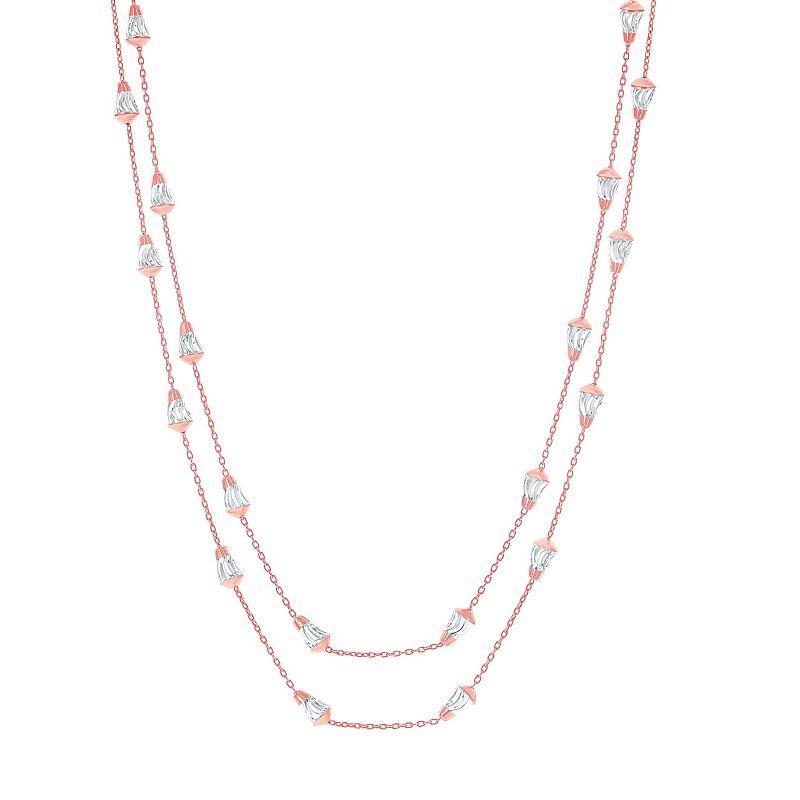 Textured Bead Chain Layered Necklace, Womens Pink product image