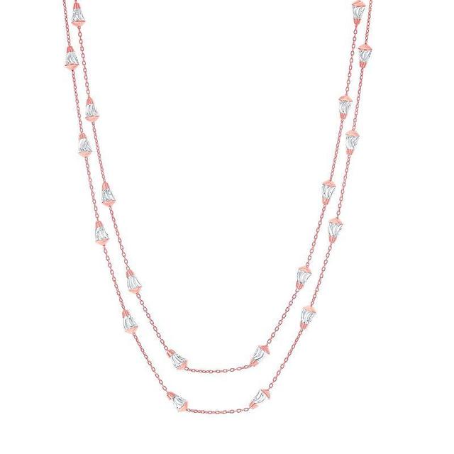 Textured Bead Chain Layered Necklace, Womens Pink Product Image