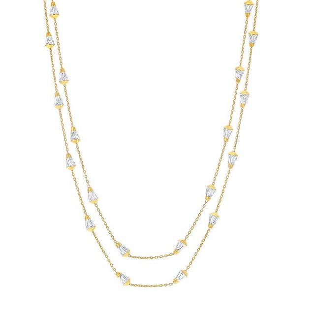 Textured Bead Chain Layered Necklace, Womens Yellow Product Image