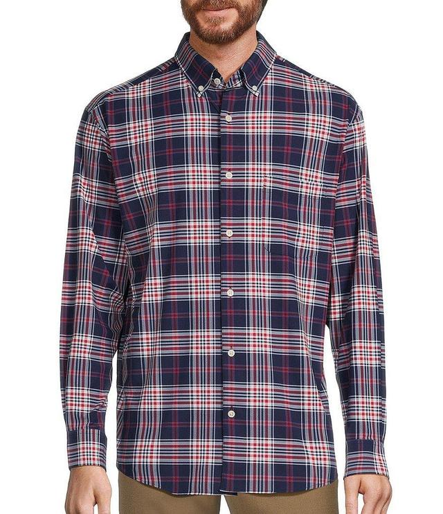 Roundtree & Yorke Long Sleeve Performance Large Plaid Sport Shirt Product Image