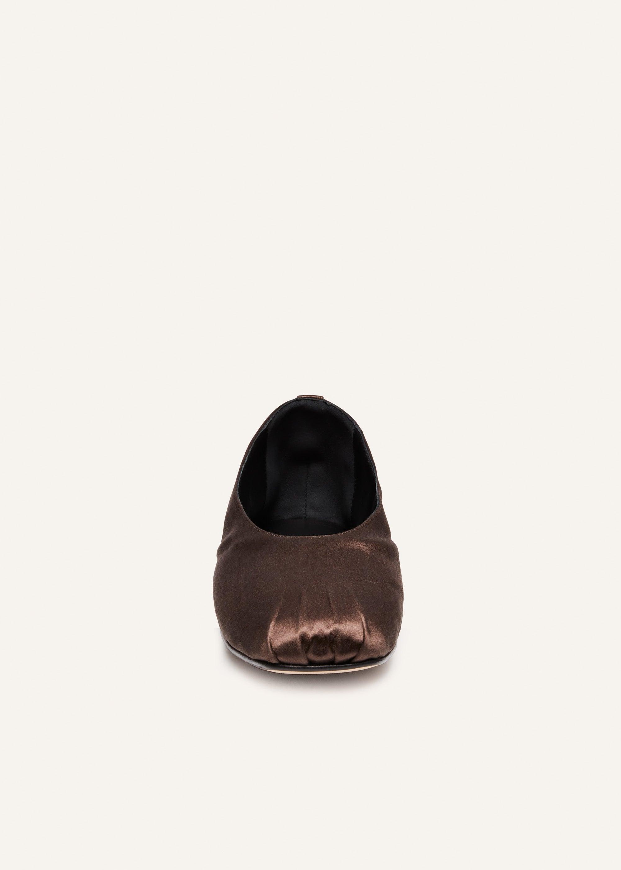 Satin ballet flats in chocolate Product Image