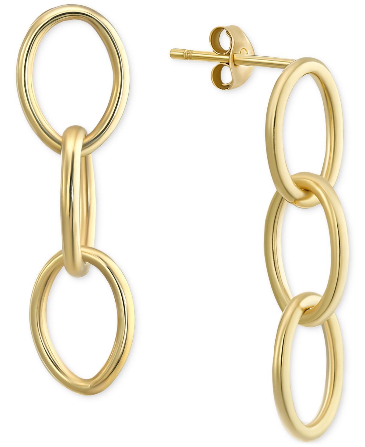 Polished Triple Oval Link Drop Earrings in 10k Gold Product Image