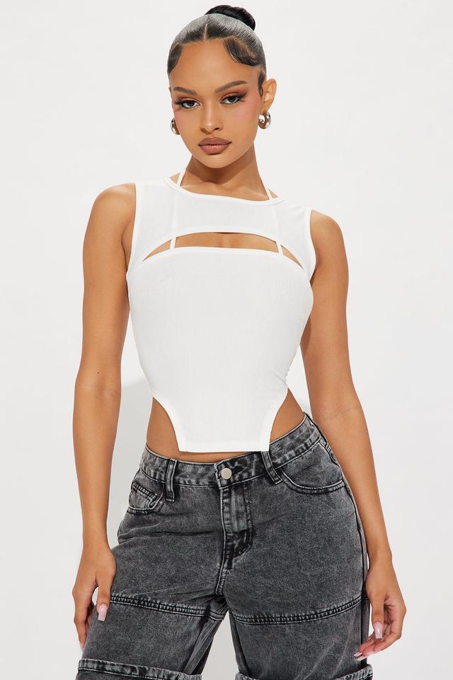 Aubrey Cut Out Ribbed Top - White Product Image