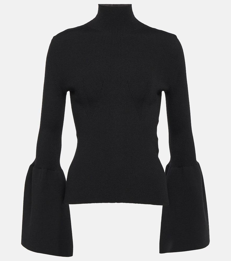 Wool Ribbed Knit Top In Black product image