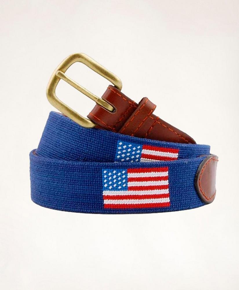 Smathers & Branson Leather Needlepoint American Flag Belt Product Image