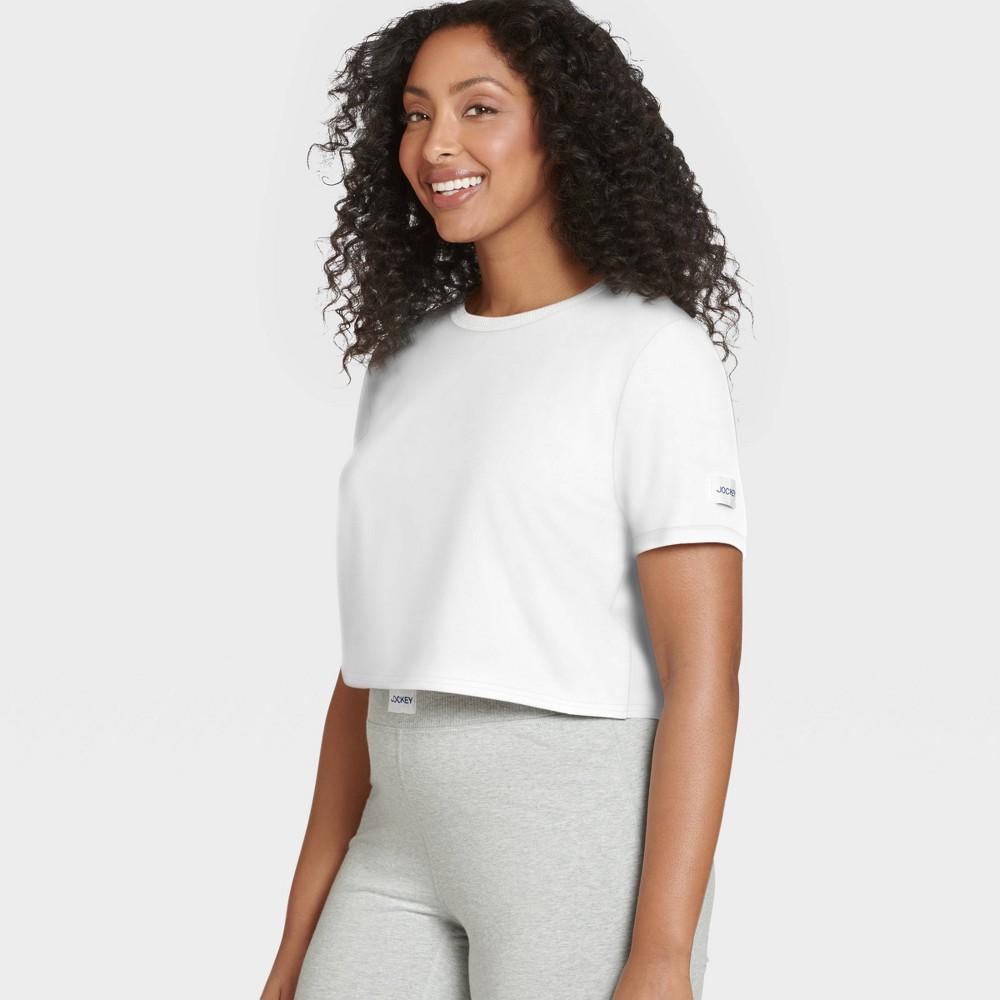 Jockey Generation Womens Organic Cotton Stretch Cropped T-Shirt - White S: Lounge Comfort, Short Sleeve, Midweight Product Image