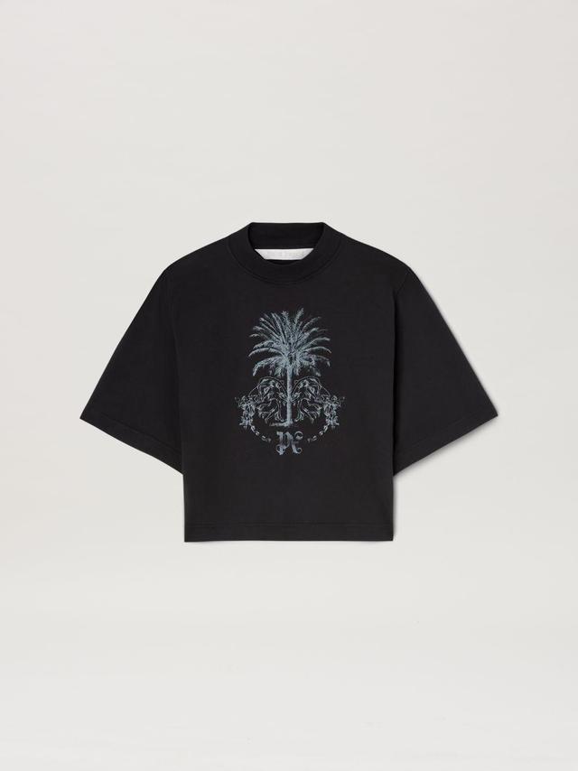 Palms Pencil Crop T-Shirt in black  - Palm Angels® Official  Product Image