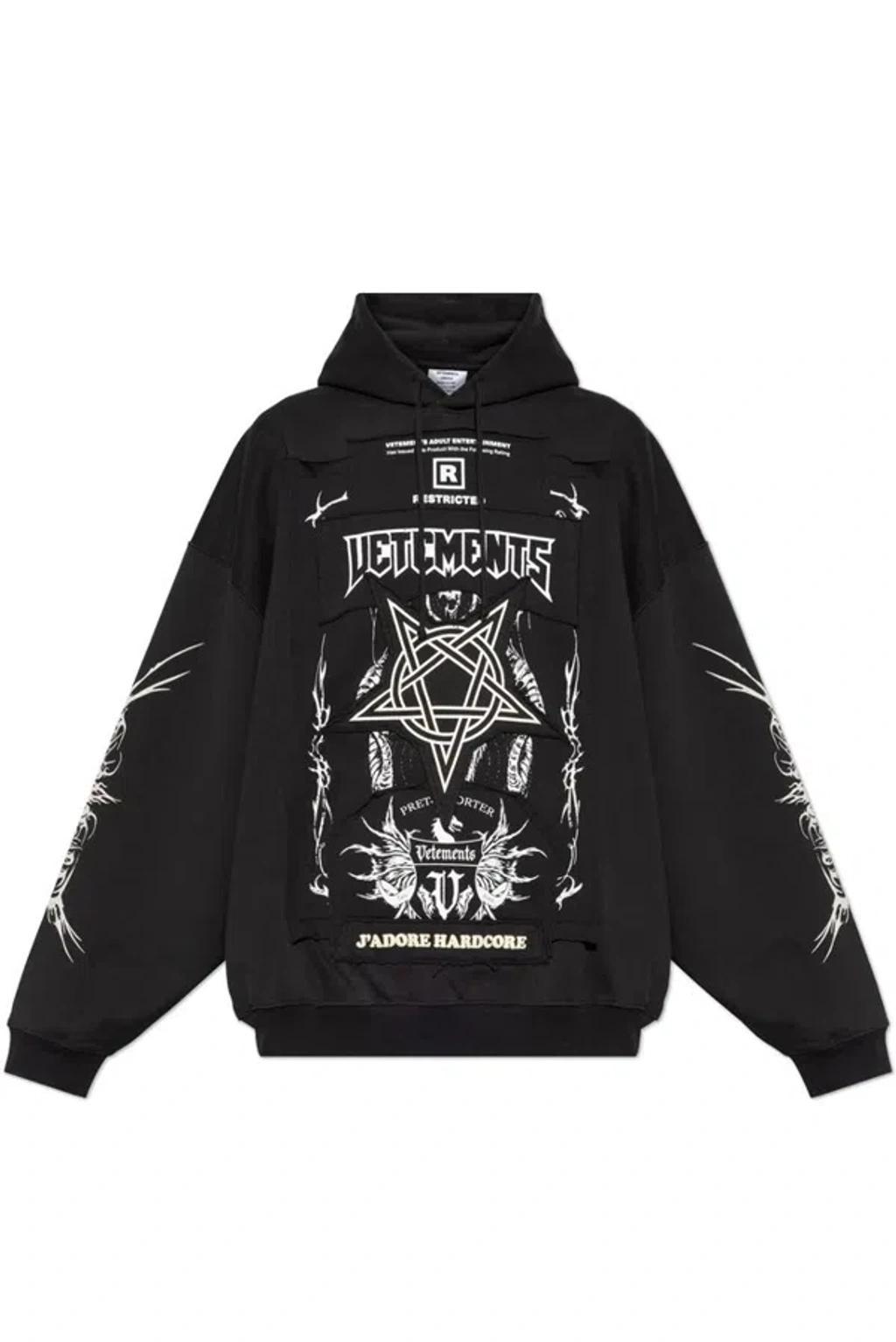 Logo Patch Drawstring Hoodie In Black Product Image