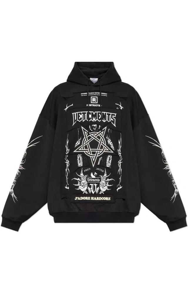 Logo Patch Drawstring Hoodie In Black Product Image