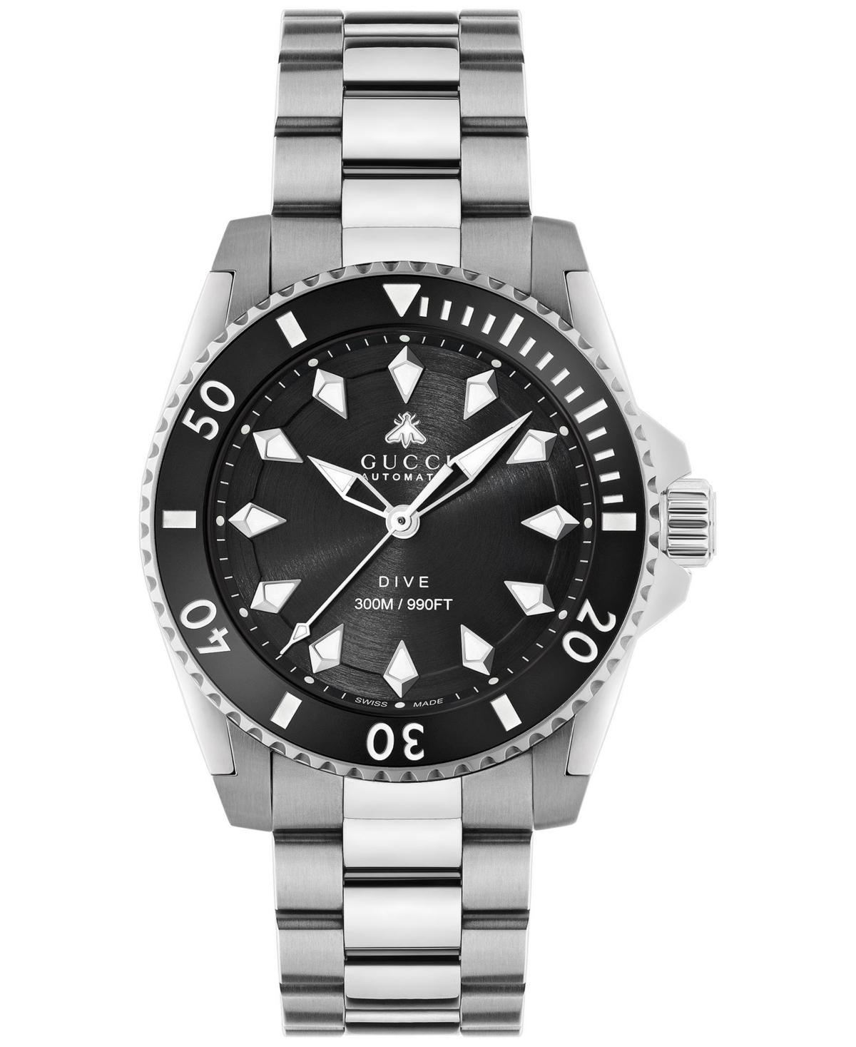 Gucci Mens Swiss Automatic Dive Stainless Steel Bracelet Watch 40mm - Stainless Steel Product Image