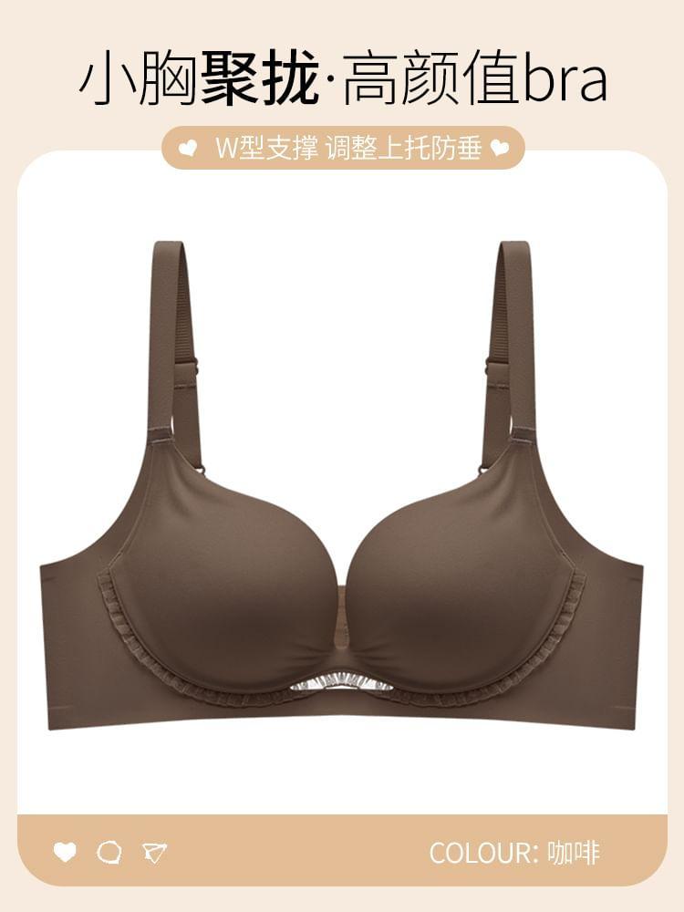 Set of 2: Plain Lace Trim Push Up Bra Product Image